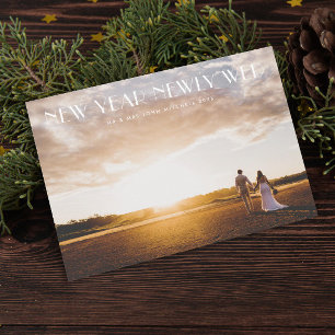 Nieuwjaarsfoto Pas getrouwd Feestdagenkaart