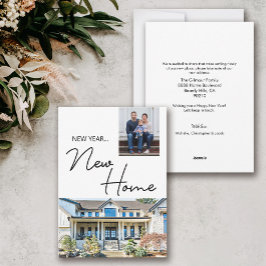 Nieuwjaarsfoto van de nieuwe thuisfamilie feestdagenkaart