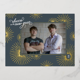Nieuwjaarsfoto & Vuurwerk Vakantiefoliekaart Folie Feestdagen Briefkaart