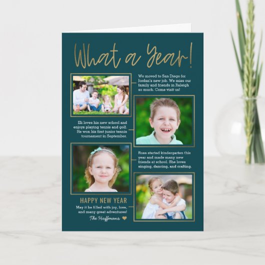 Nieuwjaarsfotokaart met overzicht bewerkbare kleur feestdagen kaart (Voorkant)