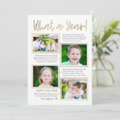 Nieuwjaarsfotokaart met overzicht bewerkbare kleur feestdagenkaart (Staand voorkant)