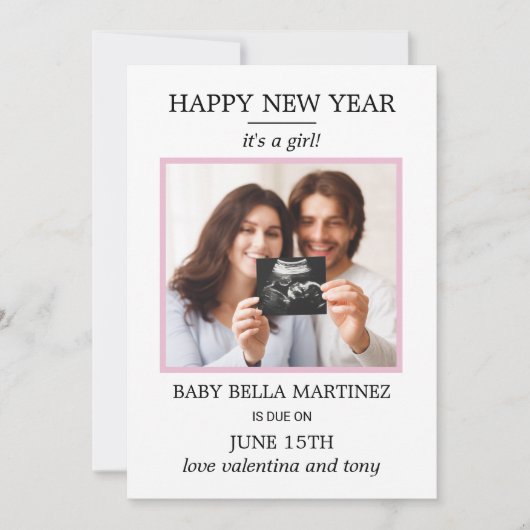 Nieuwjaarsfoto's Zwangerschap Aankondiging (Voorkant)