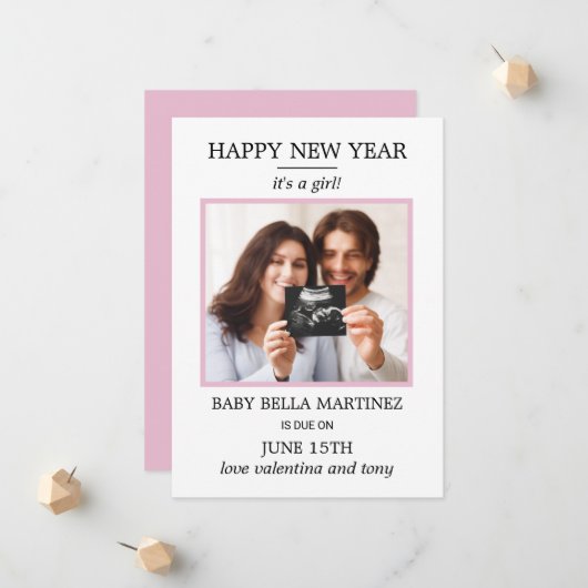 Nieuwjaarsfoto's Zwangerschap Aankondiging (Voorkant / Achterkant in situ)