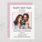 Nieuwjaarsfoto's Zwangerschap Aankondiging (Voorkant / Achterkant)