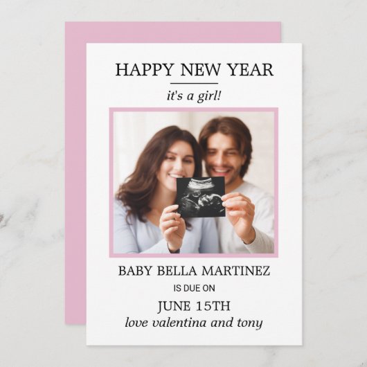 Nieuwjaarsfoto's Zwangerschap Aankondiging (Voorkant / Achterkant)
