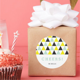 Nieuwjaarsgeluk Kleurrijke Mod Geometrische Feestd Ronde Sticker