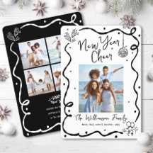 Nieuwjaarsgroet 5 Foto Zwart Wit Handgetekend Leuk