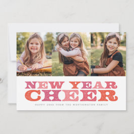 Nieuwjaarsgroet drie foto's kleurrijke kerstkaart