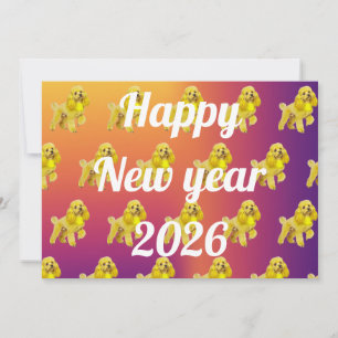Nieuwjaarsgroet met poedel  feestdagenkaart