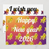 Nieuwjaarsgroet met poedel feestdagenkaart (Voorkant / Achterkant)