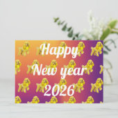 Nieuwjaarsgroet met poedel feestdagenkaart (Staand voorkant)