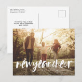 Nieuwjaarsgroet moderne borstel lettering feestdagenkaart (Voorkant / Achterkant)