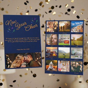 Nieuwjaarsgroet Multi Foto Navyblauw Feestdagenkaart
