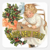  nieuwjaarsgroet vierkante sticker (Voorkant)