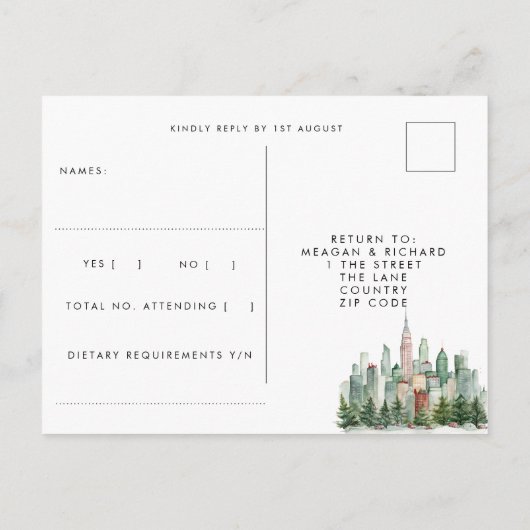 Nieuwjaarskaars Huwelijks- RSVP-ansichtkaart uit N Uitnodiging Briefkaart (Achterkant)