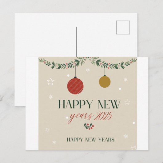 Nieuwjaarskaart 2025 feestdagenkaart (Voorkant / Achterkant)