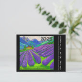 Nieuwjaarskaart Lavendelvelden voor de berg Briefkaart (Staand voorkant)