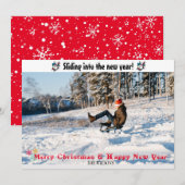 Nieuwjaarskaart met een glijdende intocht feestdagenkaart (Voorkant / Achterkant)