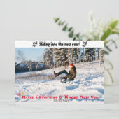 Nieuwjaarskaart met een glijdende intocht feestdagenkaart (Staand voorkant)