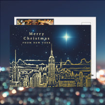 Nieuwjaarskaart met Kerstster Foto Folie van New Y