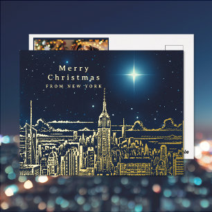 Nieuwjaarskaart met Kerstster Foto Folie van New Y Feestdagen Briefkaart