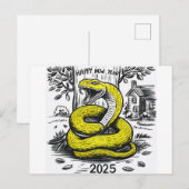 Nieuwjaarskaart Slang 2025 Feestdagenkaart (Voorkant / Achterkant)