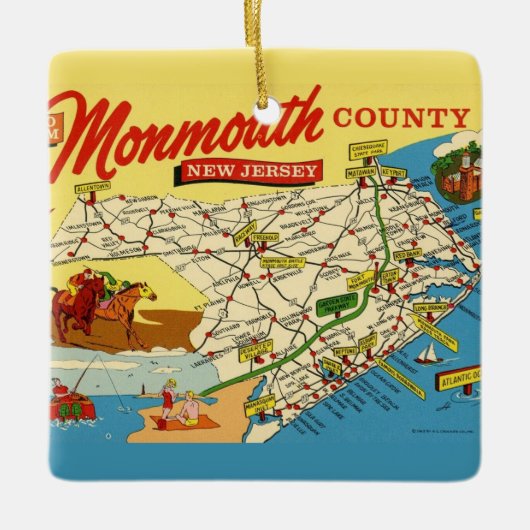 Nieuwjaarskaart van de New Jersey Shore Keramisch Ornament (Voorkant)