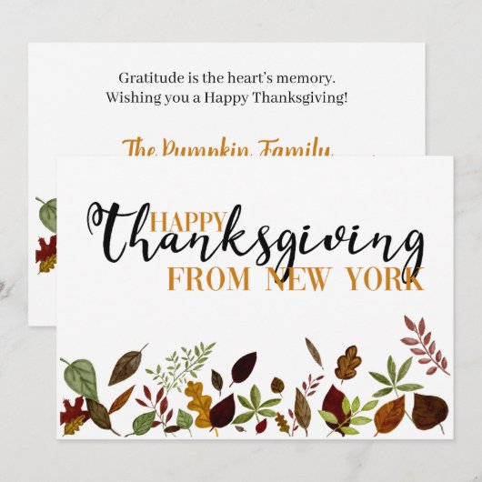 Nieuwjaarskaart voor Thanksgiving met herfstblad i Feestdagenkaart (Voorkant / Achterkant)