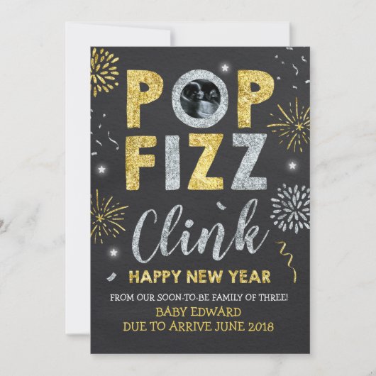 Nieuwjaarskaart Zwangerschap Aankondiging (Voorkant)