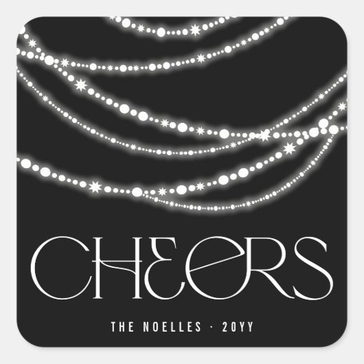 Nieuwjaarskaas met pieklampjes vierkante sticker (Voorkant)