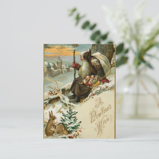  nieuwjaarskerstman feestdagenkaart (Staand voorkant)