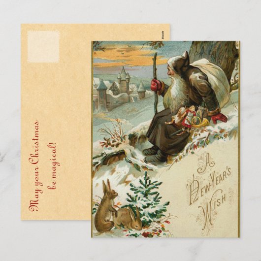  nieuwjaarskerstman feestdagenkaart (Voorkant / Achterkant)