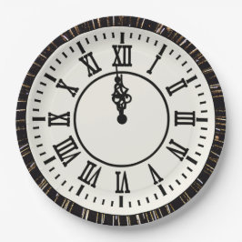 Nieuwjaarsklok op Fireworks Papieren Bordje