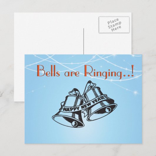 Nieuwjaarsklokken Happy Message Feestdagenkaart (Voorkant / Achterkant)