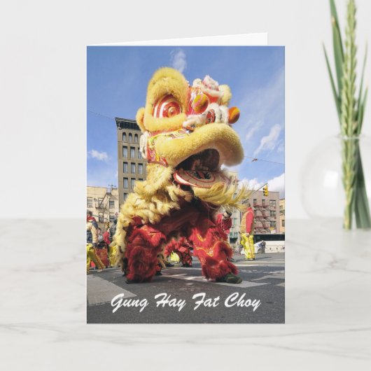 nieuwjaarsleeuw feestdagen kaart (Voorkant)