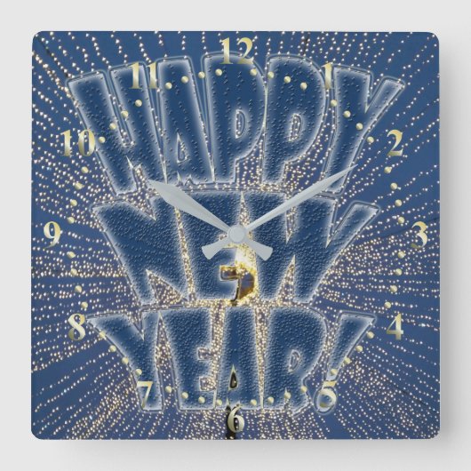 Nieuwjaarslichten Vierkante Klok (Voorkant)