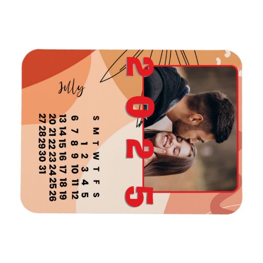 Nieuwjaarsmaand juli 2025 Kalender Familiefoto Magneet (Horizontaal)