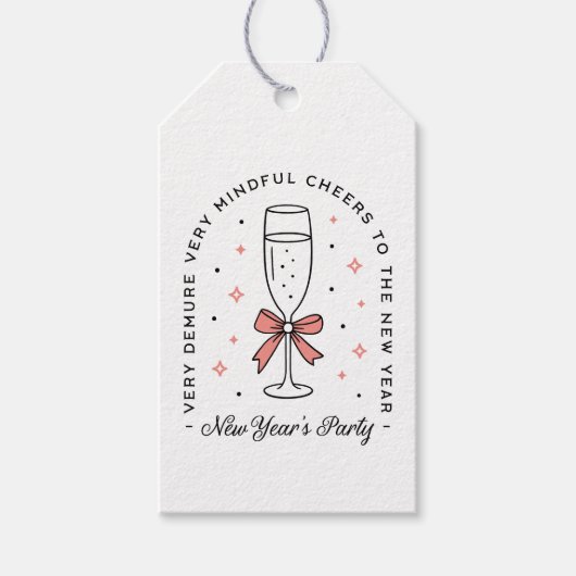Nieuwjaarsmeisjes feesten demure girly roze esthet cadeaulabel (Voorkant)