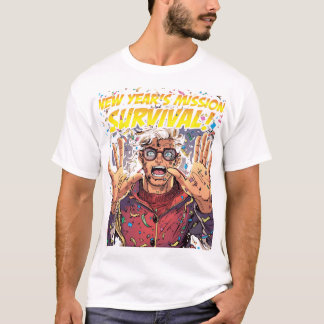 Nieuwjaarsmissie: Overleven! Grappig stripfiguur T-shirt