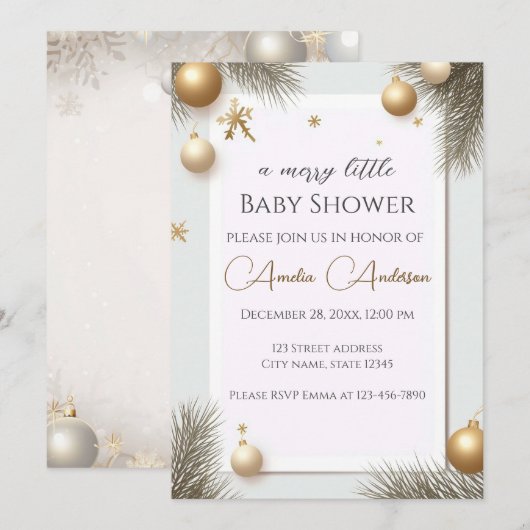 Nieuwjaarsontwerp Gouden Elegante Baby Shower Kaart (Voorkant / Achterkant)