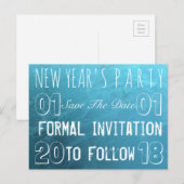 Nieuwjaarspartij bewaart de datum van diepgevroren aankondigingskaart (Voorkant / Achterkant)