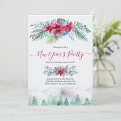 Nieuwjaarspartij van de Elegant Winter Forest Kaart (Staand voorkant)