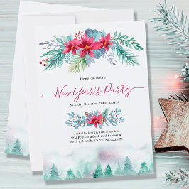 Nieuwjaarspartij van de Elegant Winter Forest Kaart