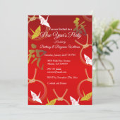 Nieuwjaarspartij van Elegant Paper Cranes Kaart (Staand voorkant)