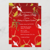 Nieuwjaarspartij van Elegant Paper Cranes Kaart (Voorkant / Achterkant)