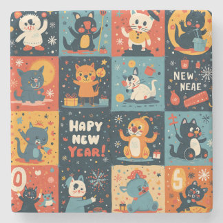 Nieuwjaarspatroon Stone Onderzetter