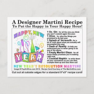 Nieuwjaarsresolutie Martini Recept Kaart Briefkaar