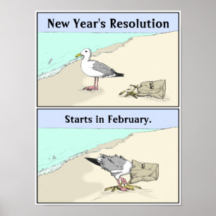 Nieuwjaarsresolutie Poster 12x16 inch   Seagull Ar
