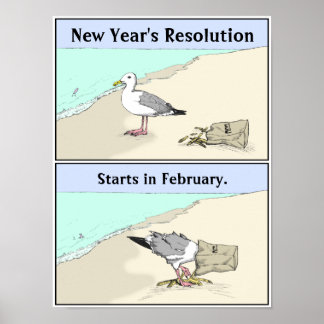 Nieuwjaarsresolutie Poster 12x16 inch | Seagull Ar