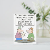 Nieuwjaarsresoluties bier gemorst feestdagenkaart (Staand voorkant)